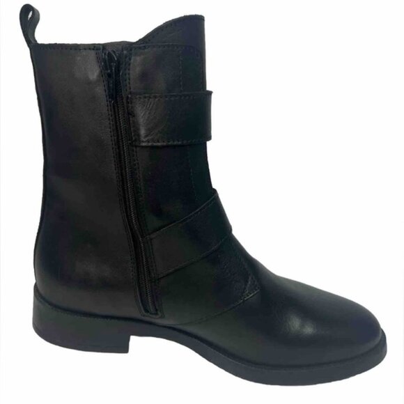 NWT EMANUELE CRASTO Italy🇮🇹Made Finest Italian LEATHER Boot Faux Double Buckle - Picture 4 of 16